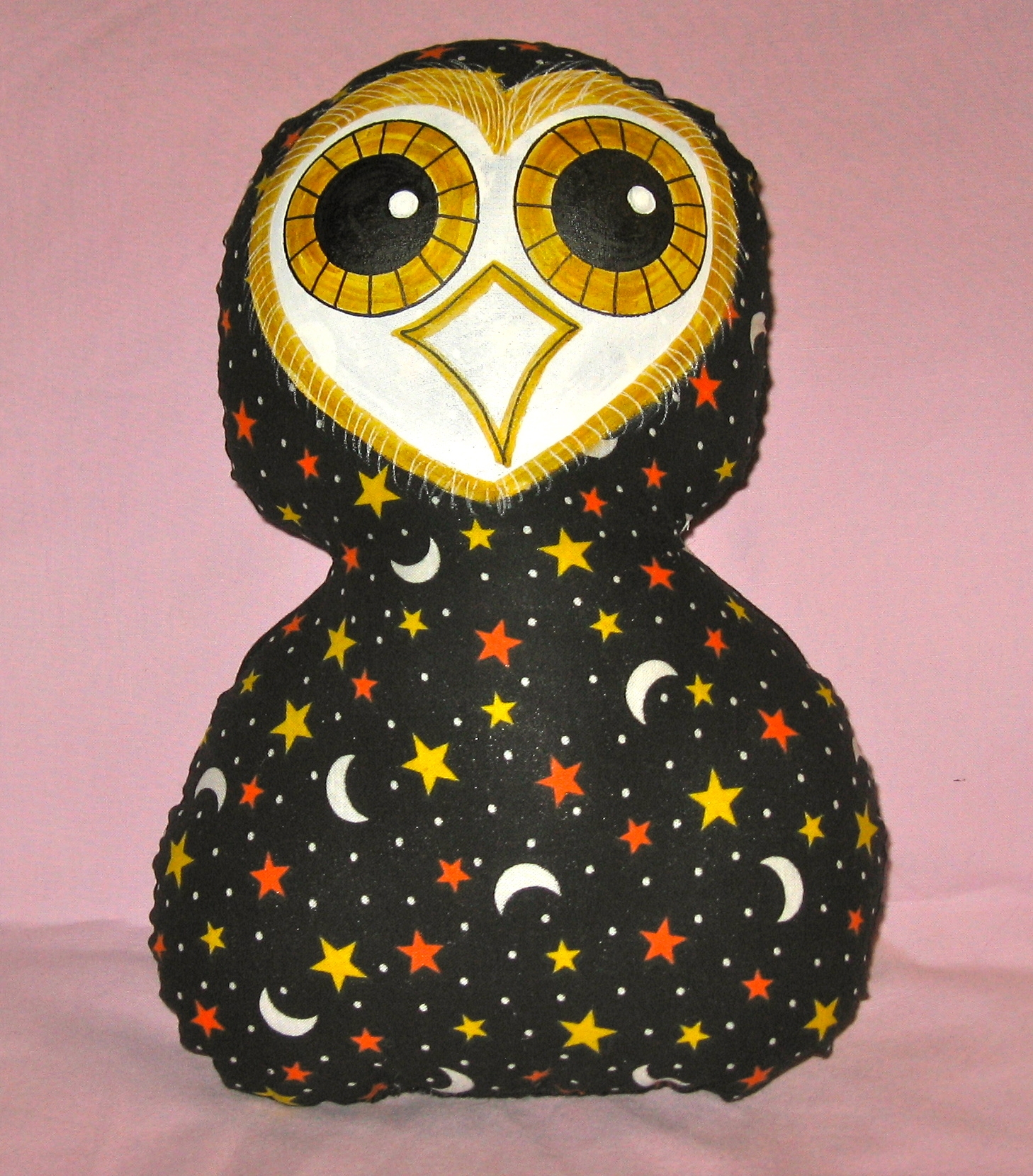 Owl Halloween Pillow with moon and stars