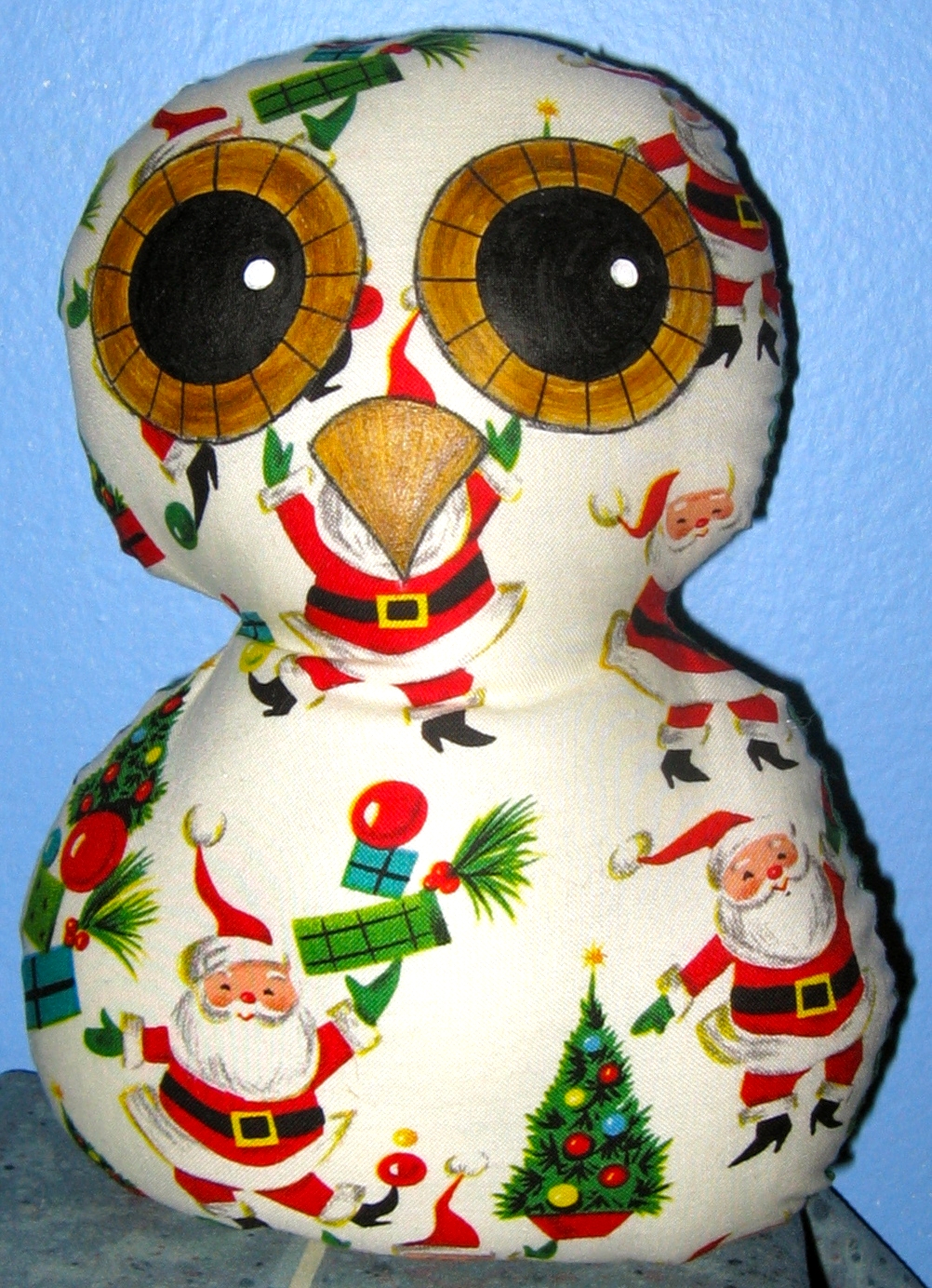 Owl Christmas Pillow - Santa