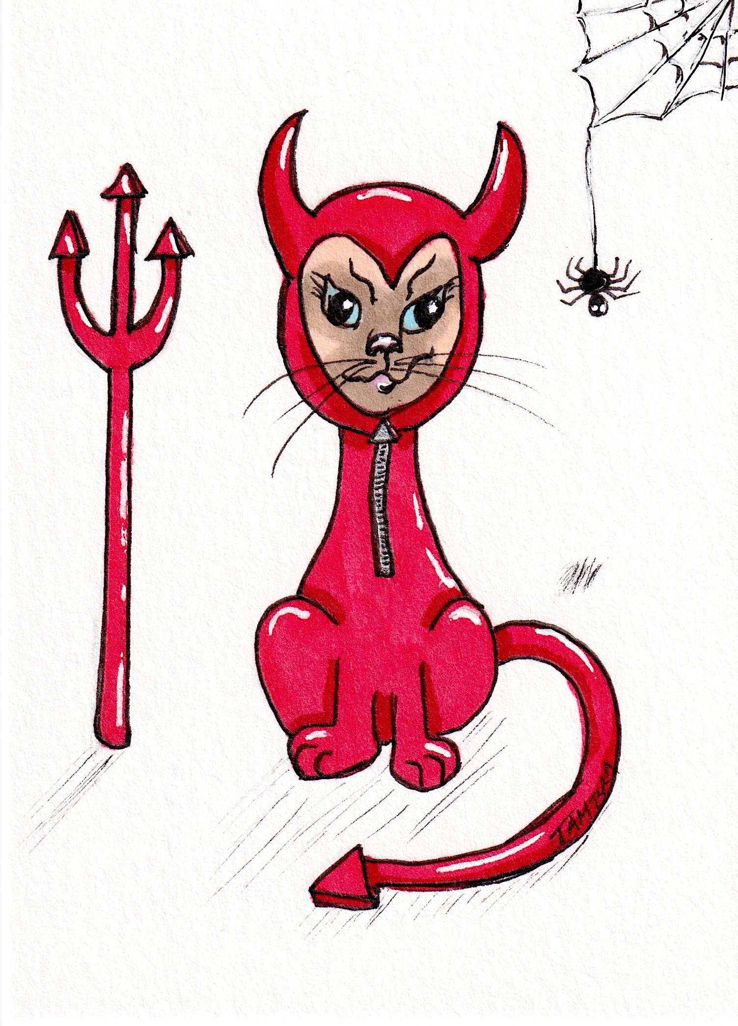 Siamese Cat in Devil Costume
