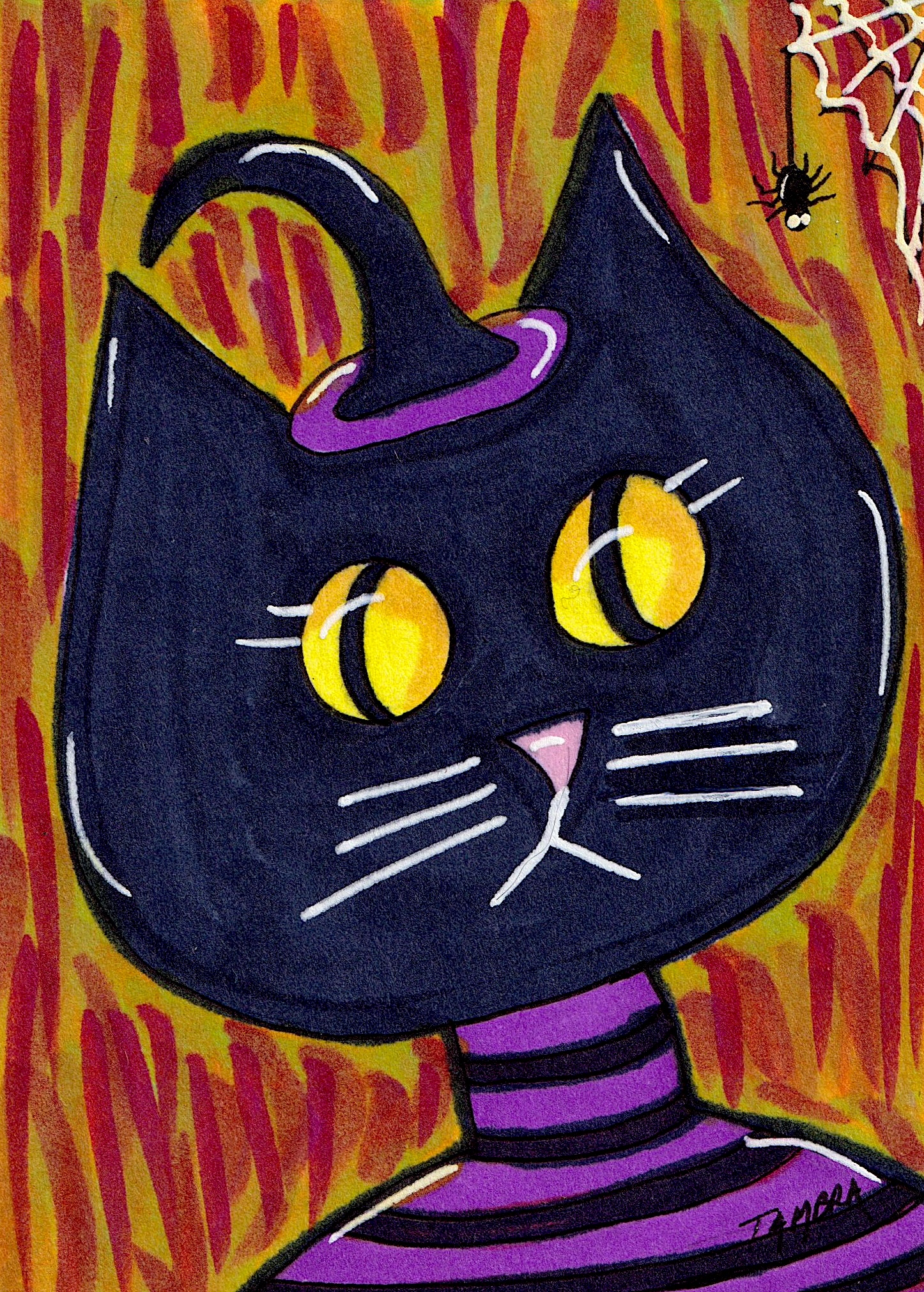 Folk Art Witch Cat #1