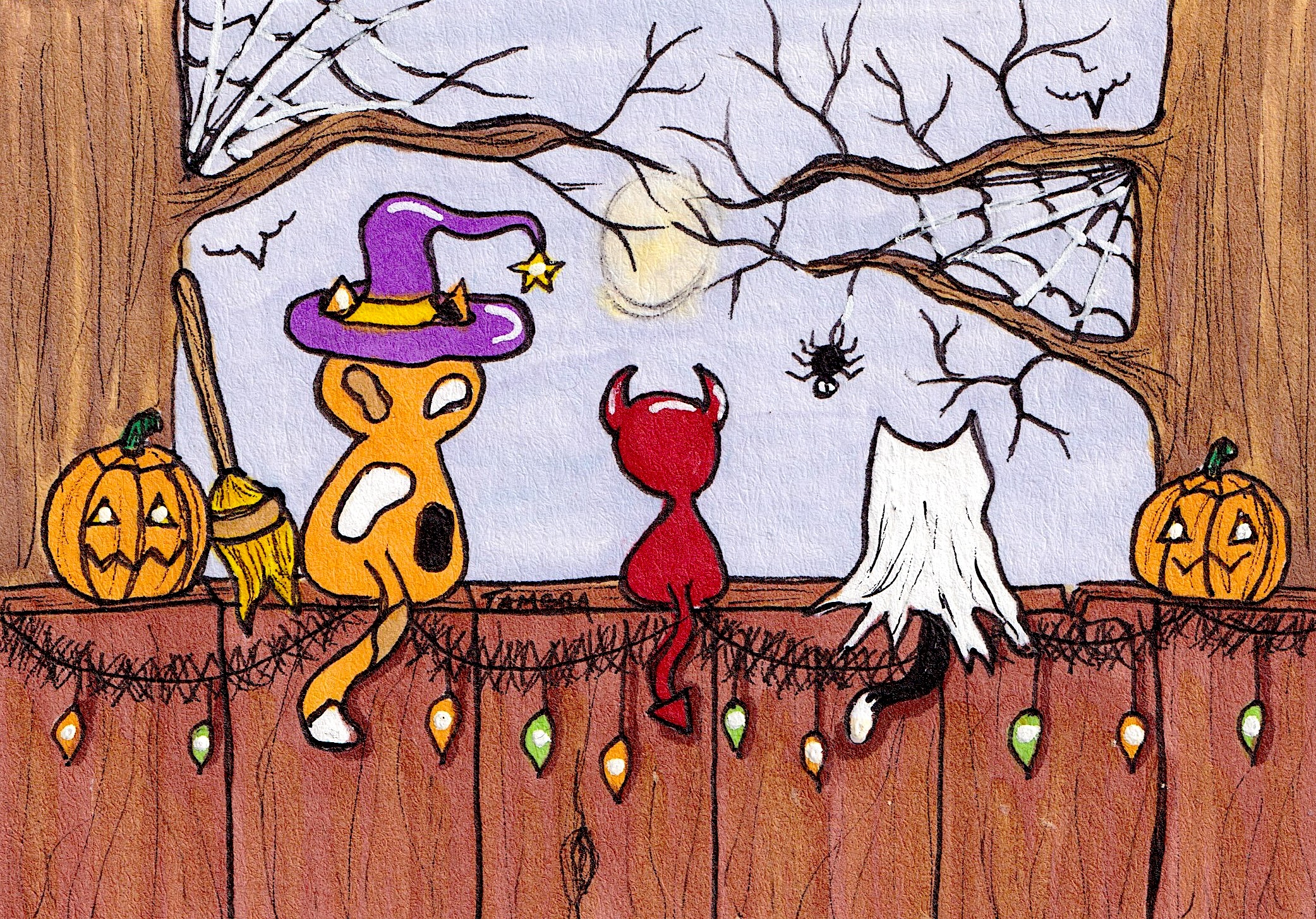 Halloween Fence Cats